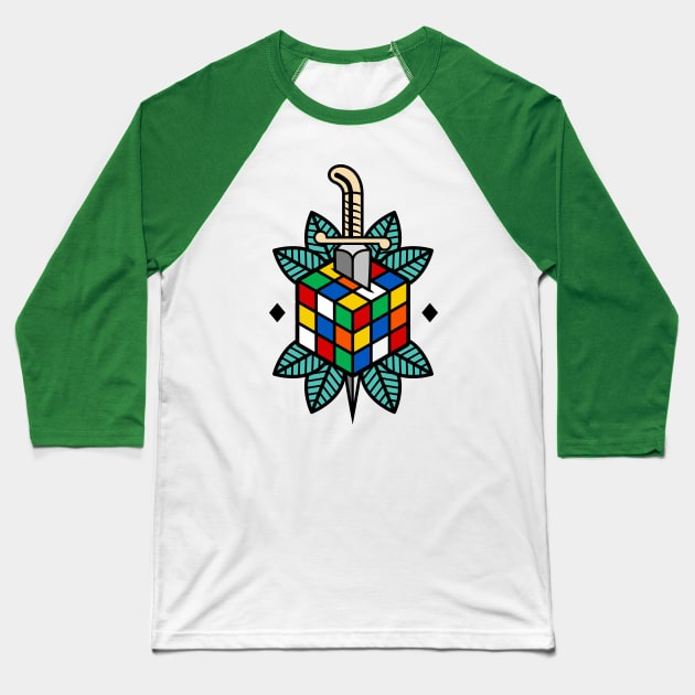 Rubiks Cube Tattoo Baseball T-Shirt by Woah_Jonny